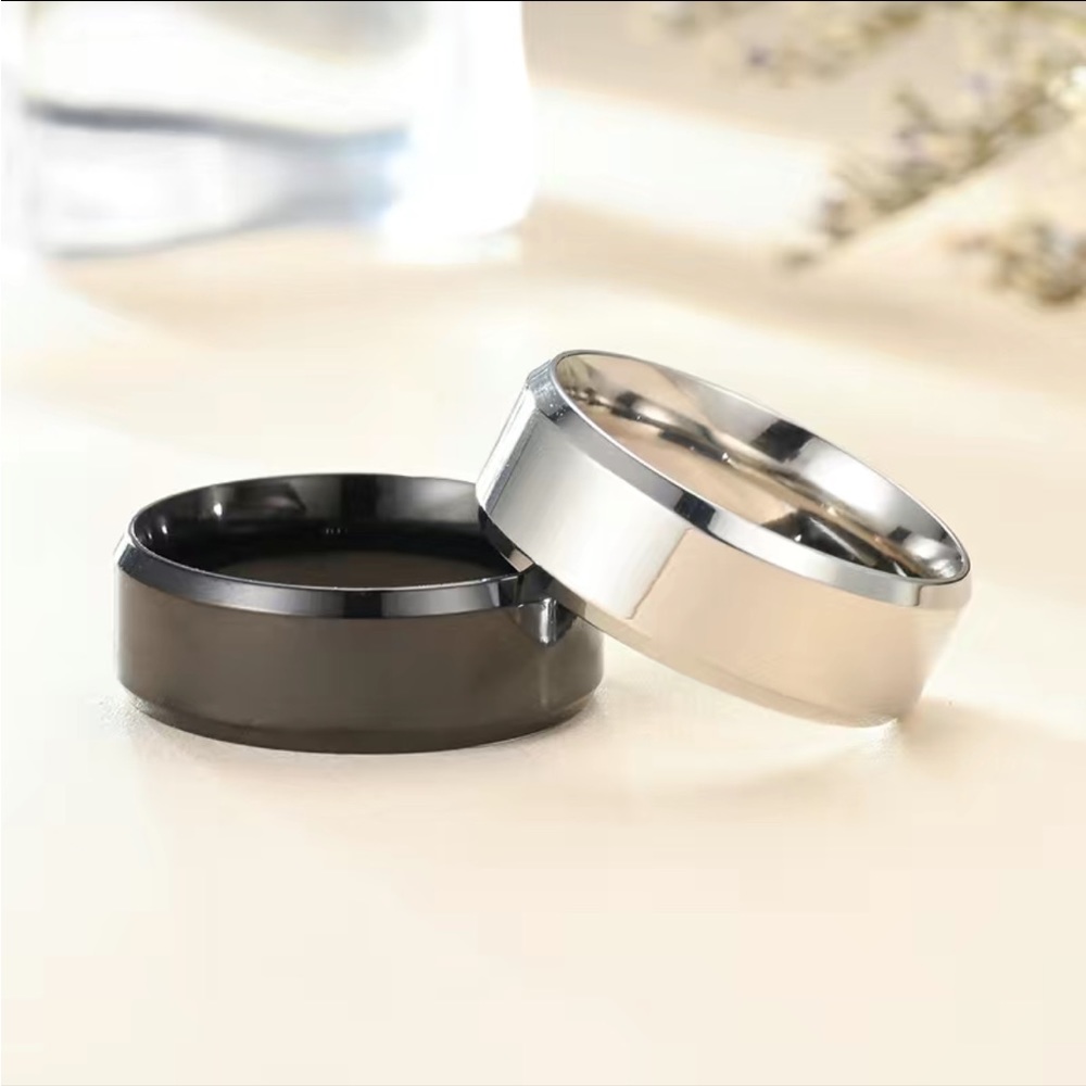 2 Men's Fashion Casual Stainless Steel Minimalist Rings